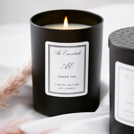Air Esscentials Green Tea Candle - Natural, Clean Scented Candle for Home | Soy Wax Blend with Luxury Aromatherapy Fragrance | Crisp, Invigorating, Subtle Green Tea | 70 Hour Burn Time | 11 oz