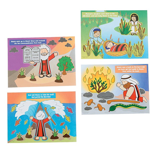 Fun Express - Stories of Moses Mini Mas - Stationery - Stickers - Make - A - Scene (Sm) - 48 Pieces