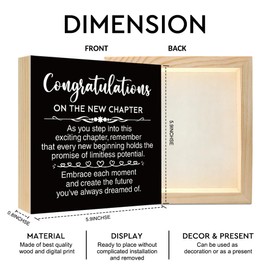 Msticey Congratulations On The New Chapter 6x6 Inch Motivational Wood Box Signs, Funny Office Wooden Plaque Desk Decor, Farewell Gifts For Colleagues Coworker, New Job Gifts, Job Promotion Gifts