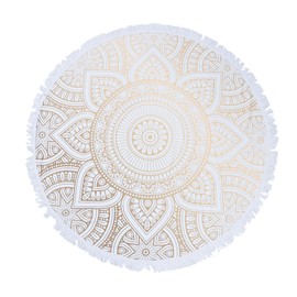 Ciieeo Beach Towel Blanket Mandala Round Beach Towel Bath Towel Yoga Mat Hippy Tapestries Straw Carrying Case Cotton Beach Towels Pool Mat Baby Fiber White Oversized Picnic Blanket