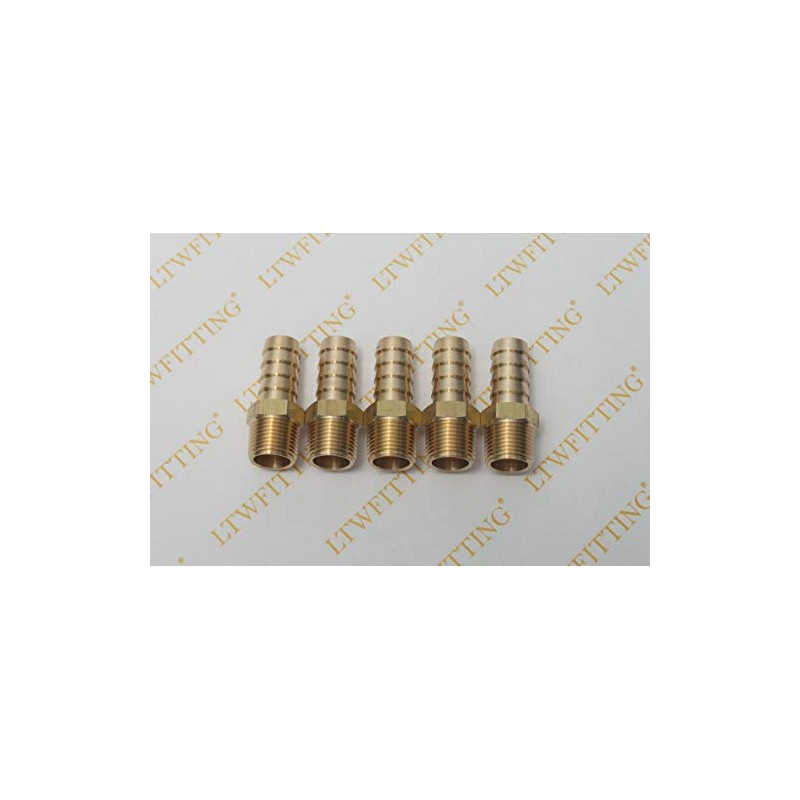 LTWFITTING Brass Barbed Fitting Coupler/Connector 3/8" Male BSPT x 1/2"(12mm)