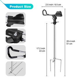 AVCMOTO Fishing Rod Holders , Fishing Pole Holders for Ground, Beach, Thickened Collapsible Multifunctional Stainless Steel Fishing Pole Stand Equipment, 360 Degree Adjustable (2 Pack)