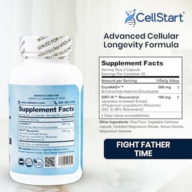 Suplemento de resveratrol NAD+ 60 cápsulas de 500 mg | Suplementos antienvejecimiento y de apoyo celular para mujeres y hombres - Suplemento NAD fabri