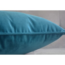 Lutanky Pack of 2 Velvet Cushion Covers Blue Decorative Rectangle Throw Pillow Case Soft Flanges Pillowcases for Sofa Bedroom with Invisible Zipper 12x20 Inch 30 x 50 cm (blue, 2 Pieces)