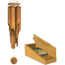 Memorial Bamboo Wind Chimes - Sympathy Windchimes for Loss of Loved Ones, Medium, Handcrafted with Calming Deep Tones, Remembrance Condolence Gift or Home Decor