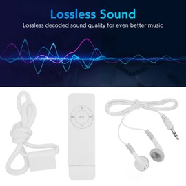 Mini MP3 Music Player,Portable Lossless HIFI Music Player MP3 with Earphone,180mAh Student MP3 Walkman,Support 64G Memory Card,for Work Study Sports(White)