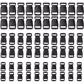 5/8, 1/2, and 3/8 inch(20 Each) Black Plastic Contoured Side Release Buckles for Paracord Bracelets-60pcs