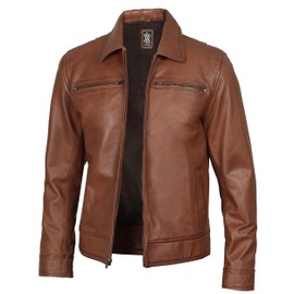 Decrum Leather Jacket Mens - Brown Leather Jacket Men | [1129044] Kyle Brown, L