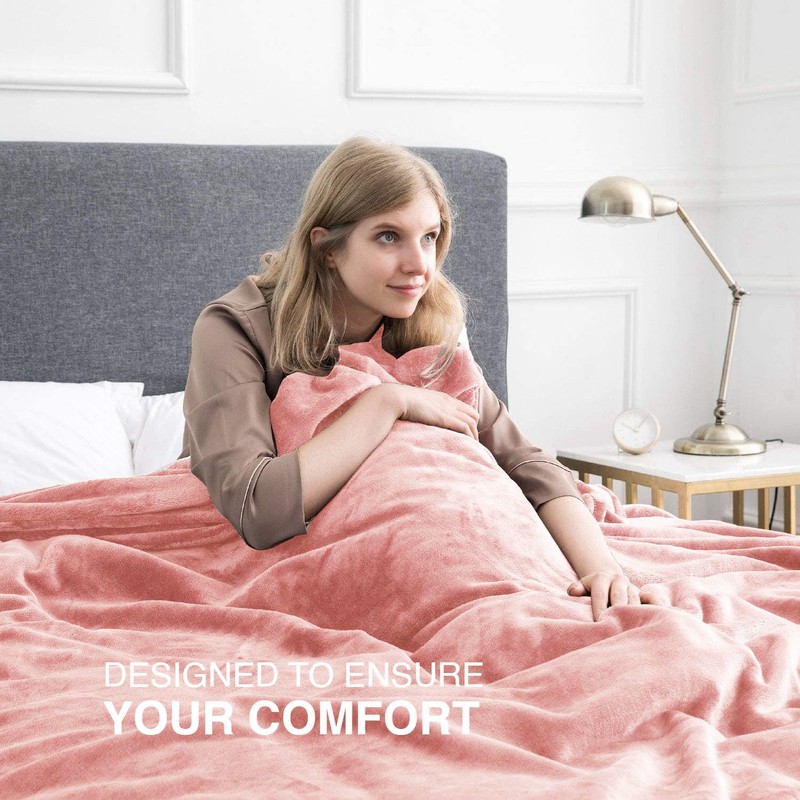 MOONLIGHT20015 Fleece Blanket Throws for Sofas - 400 GSM Pink