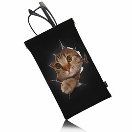 Beabes Cat Glasses Case Slim Glasses Case Sleeve, Funny Cat In Black Paper Hole Travel Eyeglass Case Glasses Cases Sunglass Organizer For Men Women Work Home