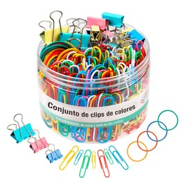 Timotech 300 Clips de Papel, Clips de Colores, Clips de Papel Grandes, Clips de Carpeta y Bandas de Goma, Suministros de Oficina, Clips de Papel y Abrazaderas de Papel, Suministros Escolares.