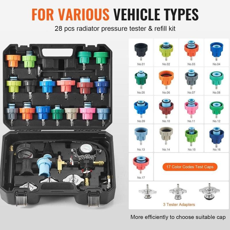 SANLAN 28 Pcs Radiator Pressure Tester Coolant Vacuum Purge Refill