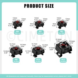 Cimeton 84PCS Snap-in Cage Nuts M4 M5 M6 M8 M10 M12 Carbon Steel Cage Nuts Black Zinc Square Cage Nut Rack Mount Clip Nuts for Shelve Cabinet