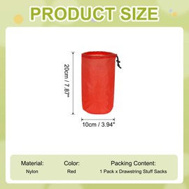 YELARXI Stuff Sack, Nylon Waterproof Storage Sacks Portable Drawstring Dry Stuff Bag Gear Organization with Toggle, 4x8Inch Fit for Backpacking Camping Traveling Hiking(Red)