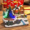 Christams Musical Snowy Village Scene Lights and Moving Train 6602