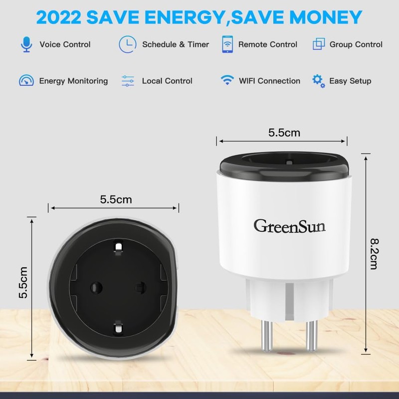 GreenSun Smart WLAN Socket, Smart WiFi Socket with Power Consumption