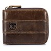 Genuine Leather Men Wallet Zipper RFID Blocking Vintage Bifold Wallets