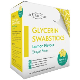 JFA Medical Glycerin Swabsticks Lemon Flavour Sugar Free Swab Sticks for Dry Mouth - Box of 75