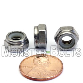 MonsterBolts M6-1.0 / 6mm - Qty 10 - Nylon Insert Hex Lock Nut DIN 985 - A2 Stainless Steel
