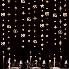 Champagne Gold 85th Birthday Decorations Number 85 Circle Dot Star Garland Streamer Banner Backdrop Cheers to 85 Years Old Birthday Happy 85th Anniversary Awesome Since 1941 Party Decor Supplies
