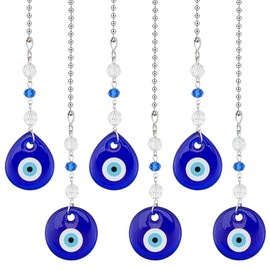 WEBEEDY Evil Eye Ceiling Fan Pull Chain Extension Evil Eye Pendant Pull Chains for Ceiling Fans and Lights 1 m Ball Chain with Connector Pack of 6