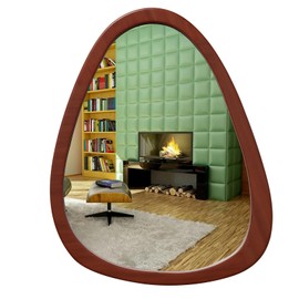 CFYLO 22.5" x 17.5" Irregular Mirror, Wall Mirror Wood Frame, Asymmetrical Decorative Wall Wooden Mirror for Living Room Bedroom Entryway Bathroom Hallway Home Decor