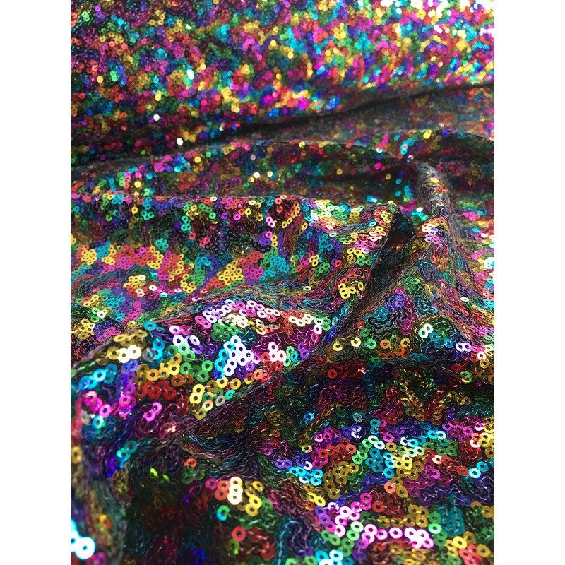 3mm Mini Rainbow Sequin Fabric 1 Way Stretch 130cm wide