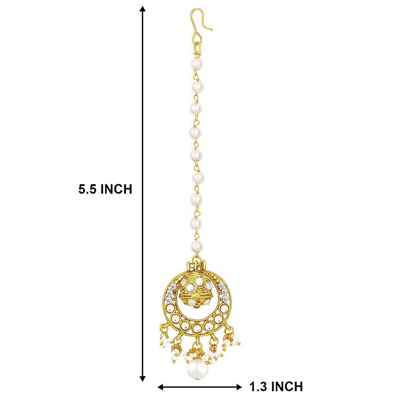 Aheli Chapado en oro Kundan Pearl Maang Tikka Joyas para