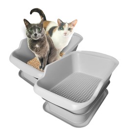 2-Pack Mr. Catman Wood & Pine Pellet Cat Sifting Litter Box Kitty Litter System, Sifter Pan & Extra-Large 7-Day Waste Storage Tray - Less Tracking, Easy Clean, Non-Stick, Odor Control, Anti-Leakage