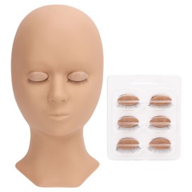 Microblading Practice Face Silicone Fake Facial Training Skin with 3 Pair Replacement Eyelids