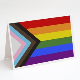 Caroline's Treasures CK8014GCA7P Gay Pride Progress Pride Greeting Cards and Envelopes Pack of 8 Blank Cards with Envelopes Whimsical A7 Size 5x7 Blank Note Cards