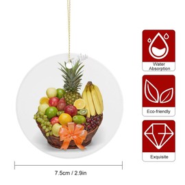 Fall Fruit Basket Ornament Round Christmas Tree Hanging Decoration Housewarming Gifts 3 inch Xmas Souvenir for Friends and Families Made in USA