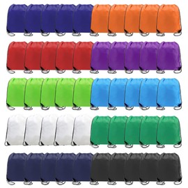 BeeGreen 50 Pieces Drawstring Backpack Bags Wholesale Cinch Bags Bulk Heavy Duty String Backpack Machine Washable Lightweight Sackpack Outdoor Sport Bags for Men Women
