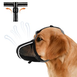 Muzzle for Dogs, Soft Mesh Muzzle, Breathable Mesh for Medium Dogs, Reflective, Adjustable Dog Muzzle to Prevent Eating, Licking, Barking, Allows Panting and Drinking (L)