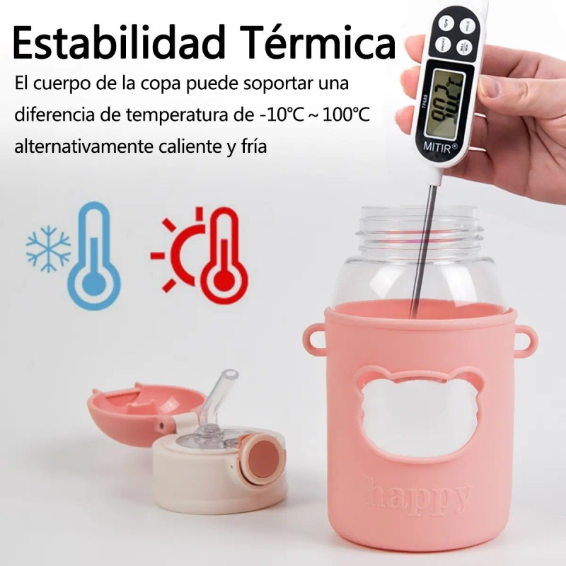 Botella De Agua Portátil Kawaii,con Correa Y Funda,2 Piezas