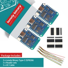 Lonely Binary 3-Pack ESP8266 Mini Development Board – Type-C, External I2C Port, WiFi IoT Module for Arduino, Raspberry Pi, Smart Devices, and Home Automation