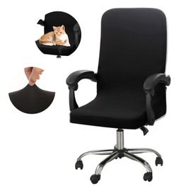 Jaotto Cover for Office Chair, Seat, Spandex, Office Chair Cover, Washable Rotatable Universal Office Chair Covers, Office Chair Covers for Computer, Armrests, Chair (Black, M)