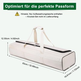 Valveric Croquet Set Carry Bag for Storage, 32 Inch Sports Travel Bag, Croquet Racket Storage, Torball Racket Organiser for 6 Players Set, Portable Croquet Bag (Bag Only)