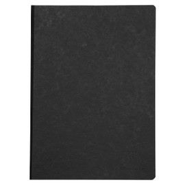 Clairefontaine - Ref 791421C - Age Bag Clothbound Notebook (192 Pages) - A4 Size, Squared Rulings, 90gsm Brushed Vellum Paper - Black Leather Effect Cover