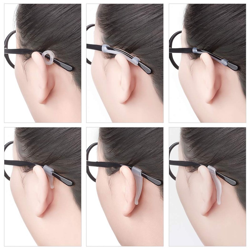 iGeyzoe Eyeglasses Silicone Ear Hooks Retainers, Anti-Slip Holder Stoppers, Temple