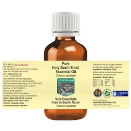 Devprayag Pure Holy Basil (Tulsi) Essential Oil (Ocimum Sanctum) Steam Distilled 50ml (1.69 oz)