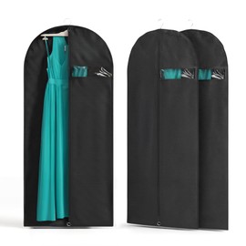 3Pack Heavy Duty Garment Bags for Travel Suit Bags, Dress Bags, Garment Bags for Hanging Clothes with Pockets Men's Suit Holder for Shirts, Coats, Dresses (Black, 3Pack 60")