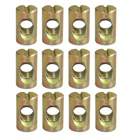 RLECS 12pcs M8 Pozidriv Slotted Barrel Nuts Cross Dowels Slotted Nuts Horizontal Hole Nut Hammer Embedded Nut for Furniture Beds Crib Chairs - M8 x 20mm