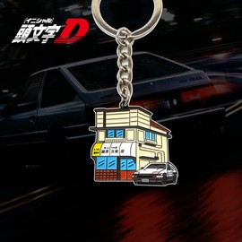 Initial D Keychain Zinc Alloy Motorcycle Car Keychain Fujiwara tofu Store AE86 Key Ring JDM Key Decoration(A type)