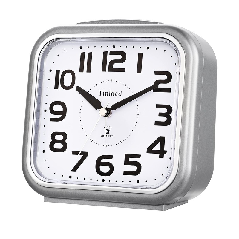 5.5" Large Analog Alarm Clock Silent Non Ticking, Gentle Wake,