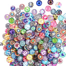 Litensh Pack of 200 Mixed Colour Glass Stones, 12 mm Colourful Round Mosaic Dome Glass Cabochons, Muggle Stones, Glass Mosaic, Glass Nuggets, Dome Gemstones