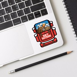 Retroplanet Vinyl Sticker; Get Outside Backpack Die Cut Vinyl Sticker
