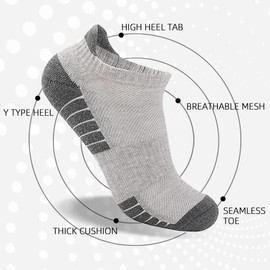 ZANZER (6 Pairs) Athletic Ankle Socks 6 Pairs Thick Cushion Running Socks for Men&Women Cotton Socks (AU, Alpha, One Size, Regular, Regular, M, White*6)