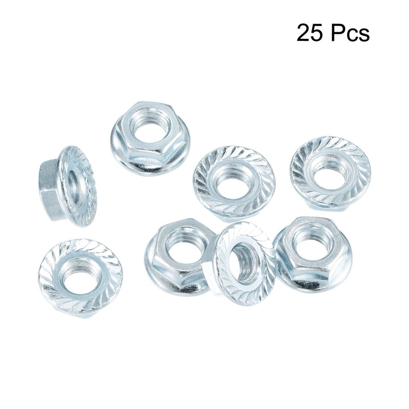 sourcing map 5/16"-18 Serrated Flange Hex Lock Nuts, Carbon Steel