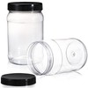 Fasmov 9 Pack 32 Oz Plastic Jars with Black Lids,